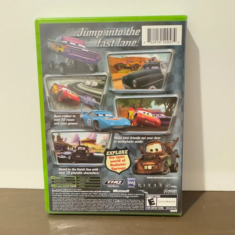 Disney Pixar Cars Xbox Game THQ Racing Series Original Microsoft NTSC 2006 Movie